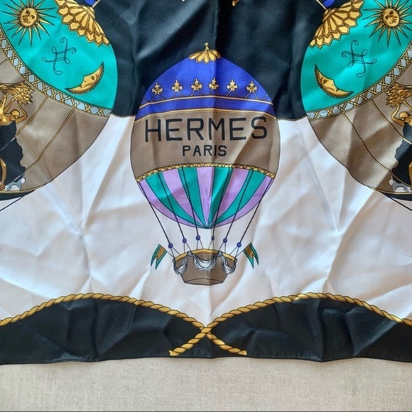 Auth HERMES Scarf Blue/Multicolor 100% Silk - Picture 4 of 8